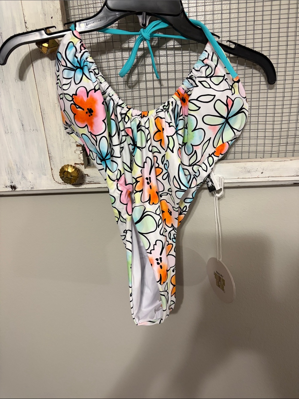 Princess Polly Floral One-Piece Swimsuit - White with Orange, Pink, Blue, Green